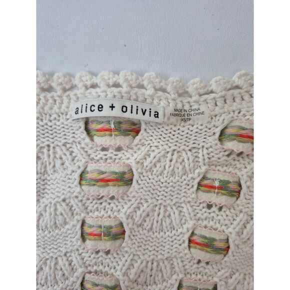 Alice + Olivia Women's Soft White Multi Tawna Ribbon Cardigan Size XS - Picture 5 of 6